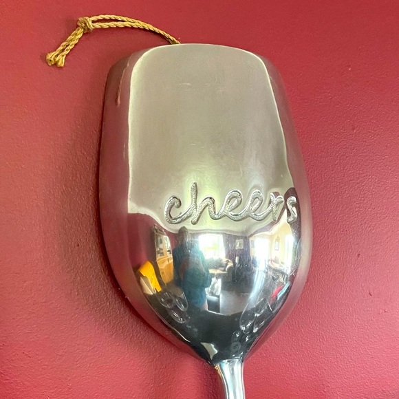 Vintage Pier 1 Imports 20” Stainless Steel Etched ‘Cheers’ Wine Glass Wall Decor - Picture 3 of 13